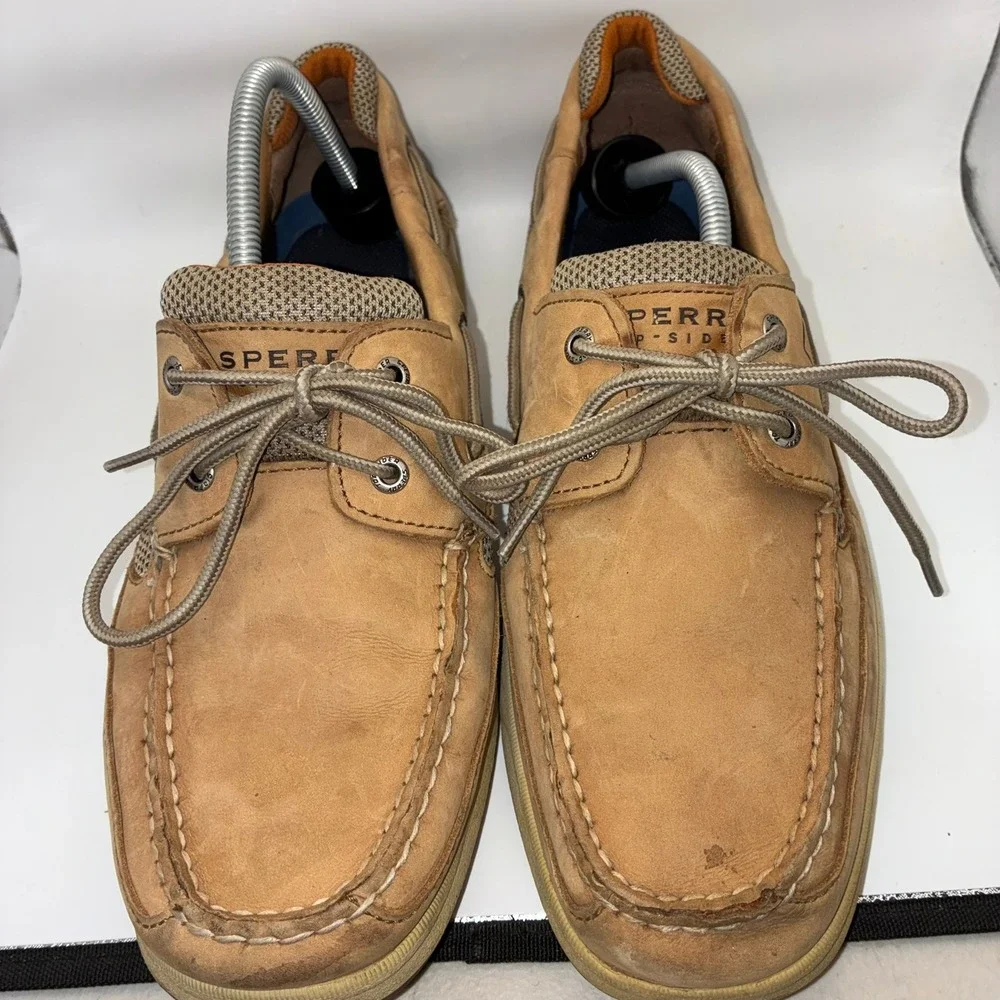 Sperry Top-Sider Mens Tan Nubuck Leather Mesh Boat Shoes Loafers 10.5 M